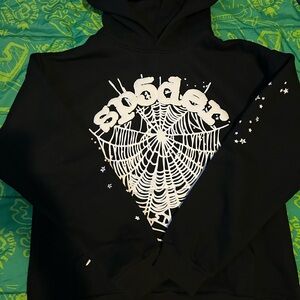 Black Sweater with White Spider Web Graphic